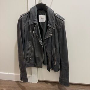 Mango - Real Lether Jacket Small Grey